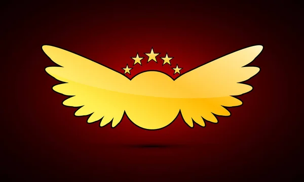 Escudo de armas de oro con alas — Vector de stock