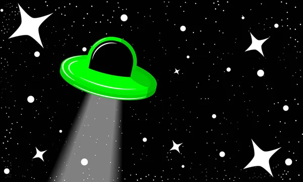 UFO in the starry sky — Stock Vector