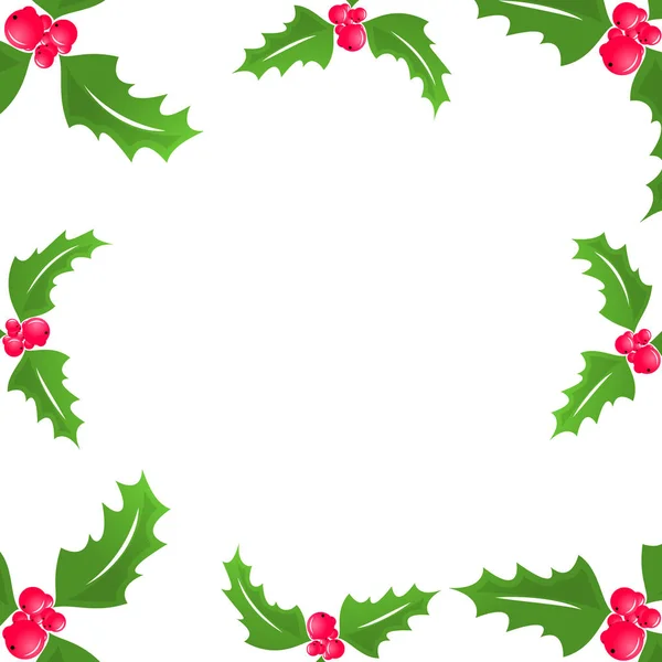 Noël houx sur fond blanc — Image vectorielle