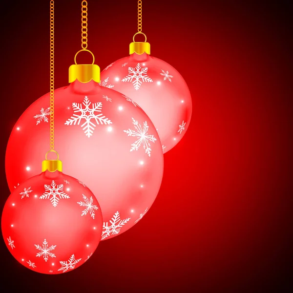 Hanging red Christmas balls — Stock Vector