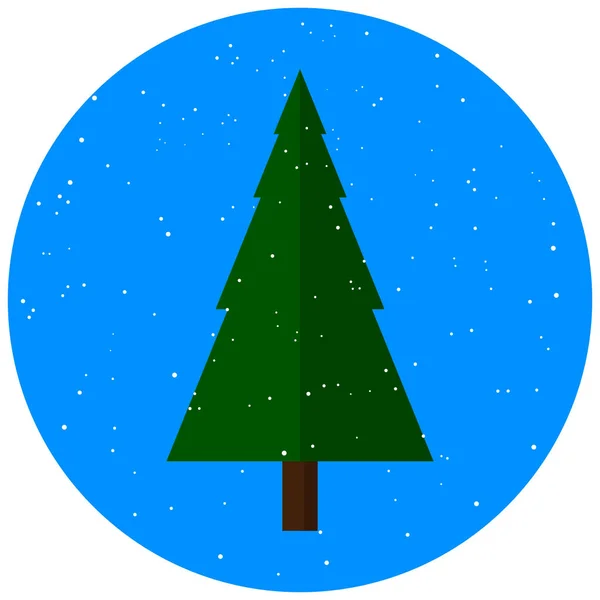 Kerstboom met sneeuw in een platte ontwerp — Stockvector