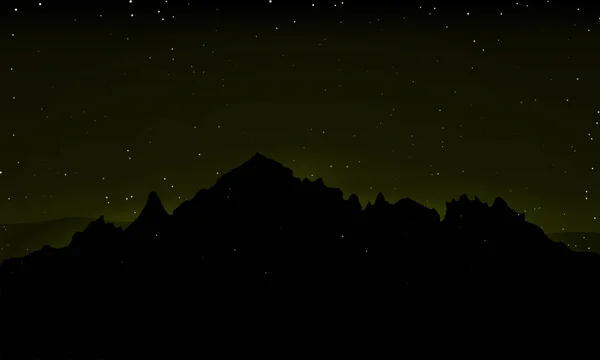 สีลูเอทของภูเขากับพื้นหลังของท้องฟ้ากลางคืน — ภาพเวกเตอร์สต็อก