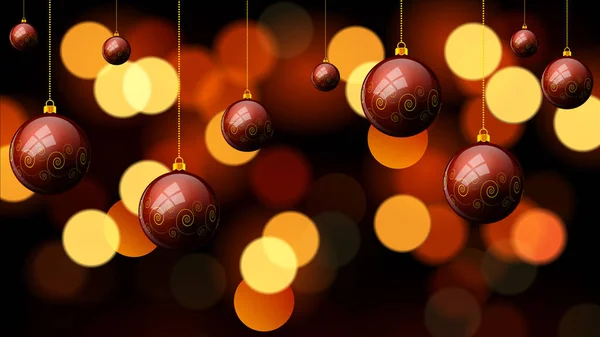 Висячие рождественские красные шарики с рисунком на заднем плане — стоковый вектор