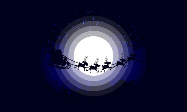 Silueta de Santa Claus a la luz de la luna — Vector de stock