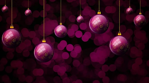 Повесить фиолетовые рождественские шары на боке — стоковый вектор