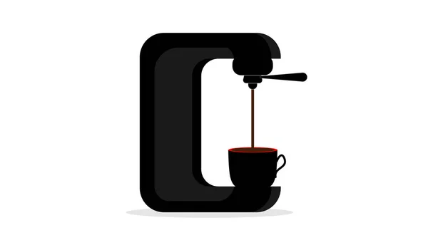 Kaffeemaschine in flacher Ausführung — Stockvektor
