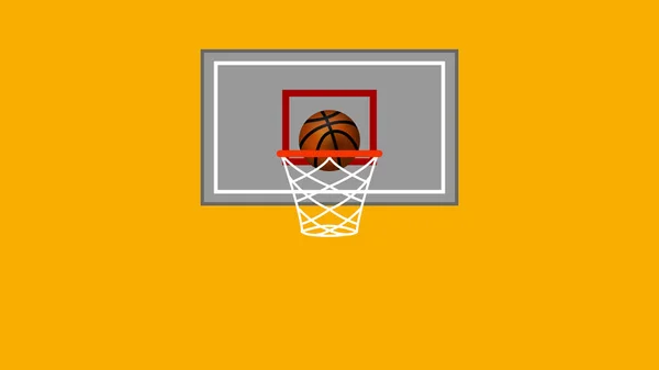 Anillo de baloncesto y pelota en un diseño plano — Vector de stock