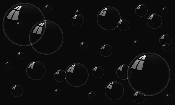 Мыльный пузырь на черном фоне — стоковый вектор