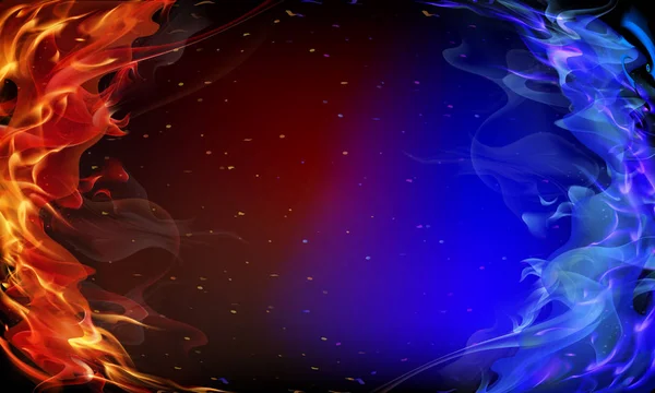 Fuego rojo y azul abstracto — Vector de stock