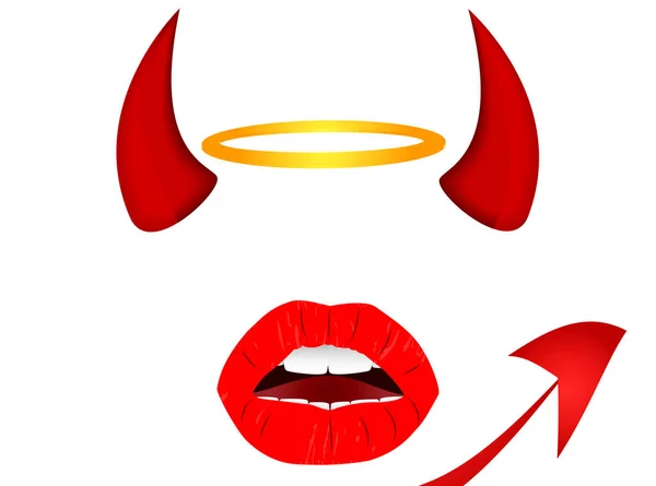 Angel and Devil Horn halo and tail — Stock Vector