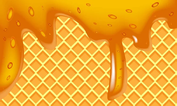 Background of wafers in honey — Stock Vector