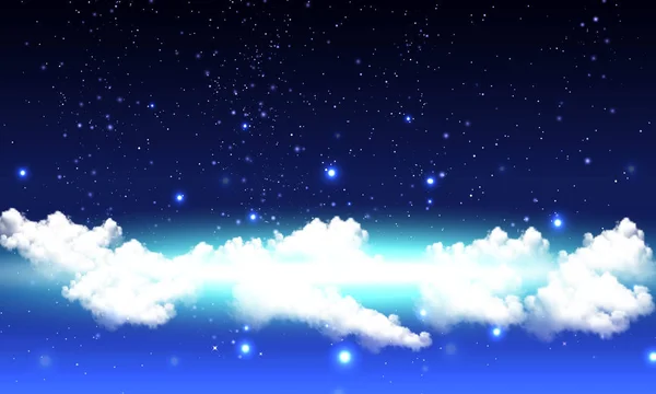 Céu estrelado nublado noite — Vetor de Stock