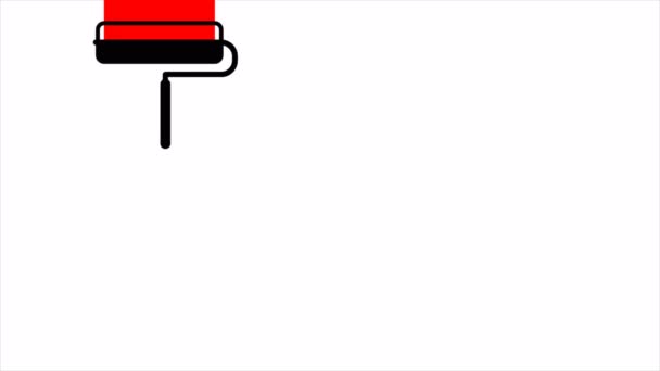 ベクトル アート イラスト赤いペンキ ローラー — ストック動画