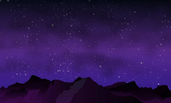 Night mountains in purple tones — Stock Vector