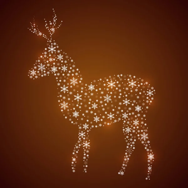 Tarjeta Navidad Con Venado Copo Nieve Ilustración Arte Vectorial — Vector de stock