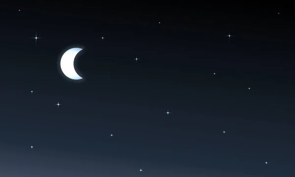 Luna Creciente Cielo Nocturno Ilustración Arte Vectorial — Vector de stock