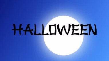 Dolunayın arka planında cadılar bayramı, sanat videosu illüstrasyonu.