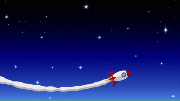 Cohete Plano Espacio Ilustración Video Arte — Vídeo de stock
