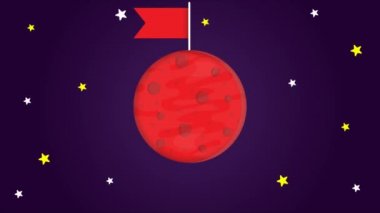 Mars düz tasarım, sanat videosu illüstrasyonu.