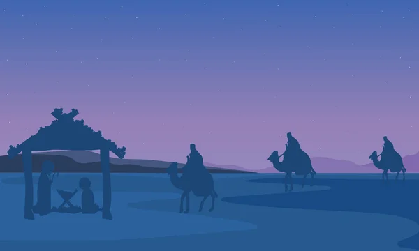 Paysage Des Trois Rois Jésus Marie Joseph Illustration Vectorielle Art — Image vectorielle