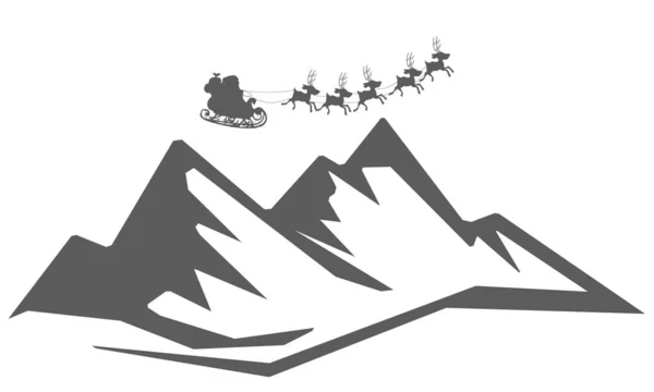 Kerstman Logo Een Achtergrond Van Bergen Vector Art Illustratie — Stockvector
