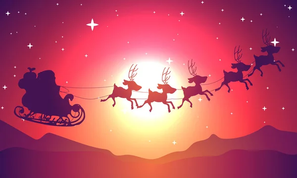 Père Noël Sur Fond Planète Rouge Illustration Art Vectoriel — Image vectorielle