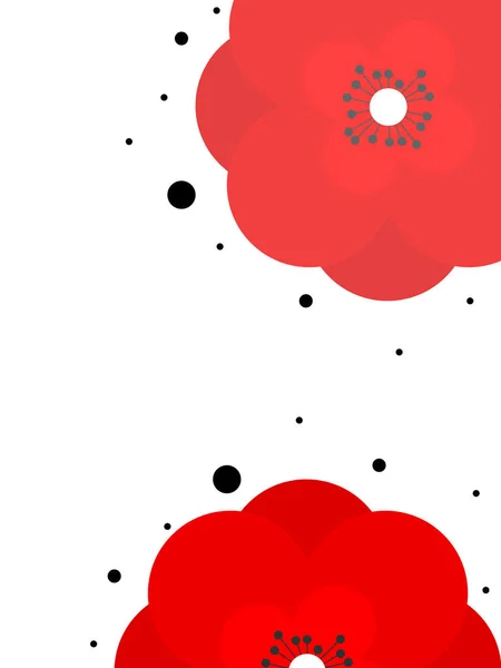 Abstract Red Poppies Vertical Background Vector Art Illustration — Stock Vector