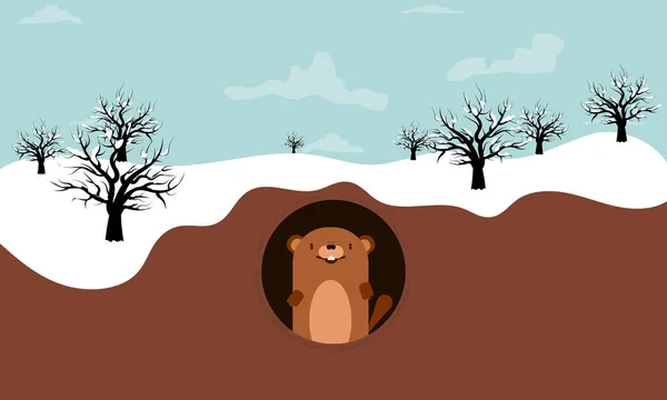 Groundhog Mink Winter Vector Art Illustration — Stock Vector
