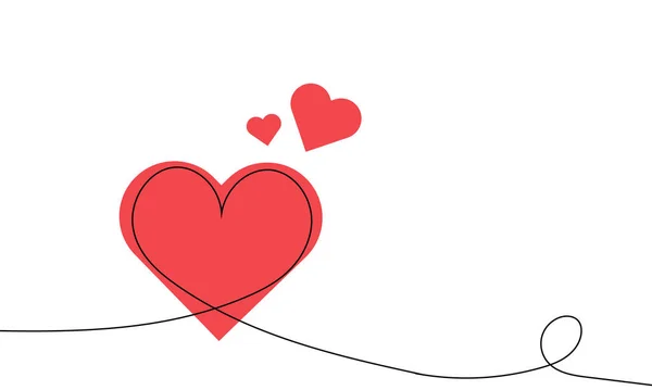 Una Linea Disegno Continua Con Cuore San Valentino Illustrazione Arte — Vettoriale Stock