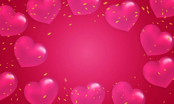 Pink Web Banner Hearts Serpentine Vector Art Illustration — 스톡 벡터