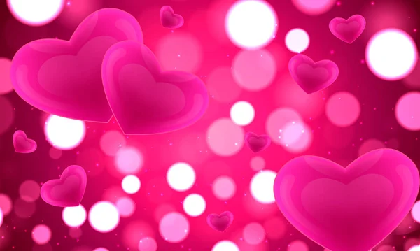 Pink Floating Hearts Bokeh Background Vector Art Illustration — Stock Vector