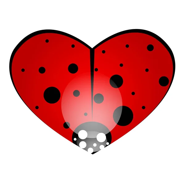Heart Shaped Ladybug Vector Art Illustration — Stock Vector