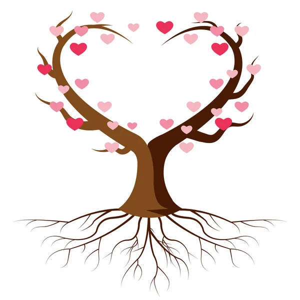 Heart Shaped Tree Heart Shaped Leaves Vector Art Illustration — 스톡 벡터