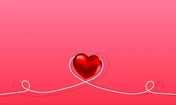 Fondo Rosa Con Corazón Líneas Para Día San Valentín Ilustración — Vector de stock