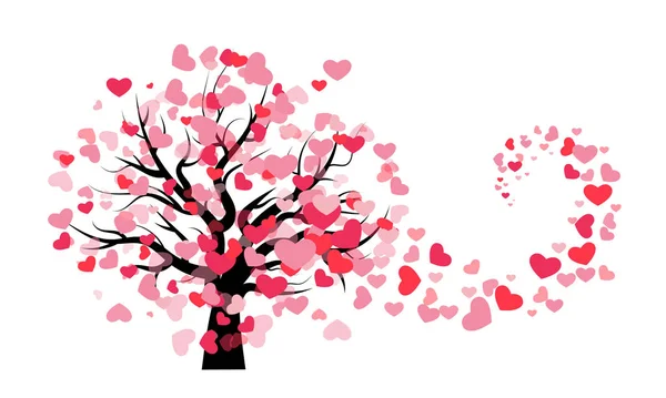 Tree Hearts Vector Art Illustration — Stock Vector