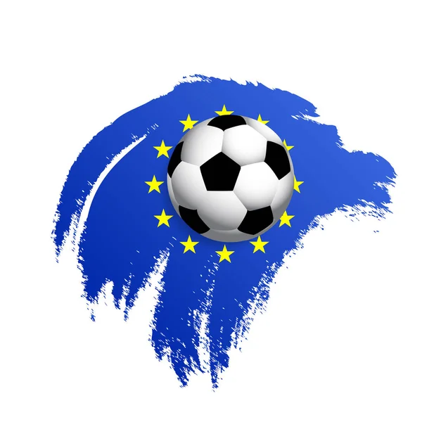 Футбольный Мяч Фоне Флага Европейского Союза Векторная Художественная Иллюстрация — стоковый вектор