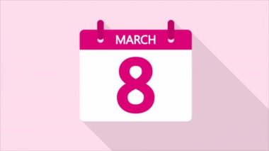 8 Mart için takvim, sanat videosu illüstrasyonu.