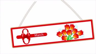 8 Mart 'a kadar ilan panosu, sanat videosu illüstrasyonu.