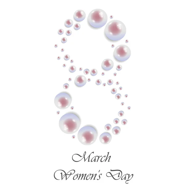 Marzo Con Perlas Para Día Mujer Ilustración Arte Vectorial — Vector de stock