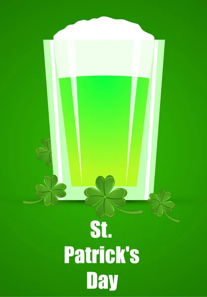 Pint Green Ale Zum Patricks Day Vektor Art Illustration — Stockvektor