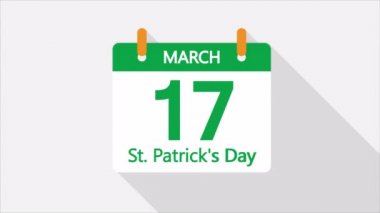 17 Mart Patricks Günü için takvim, sanat videosu illüstrasyonu.