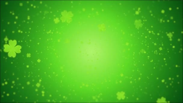 緑の背景にたくさんのクローバー アートビデオイラスト — ストック動画