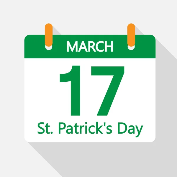 Ημερολόγιο Μάρτιος Ημέρα Patricks Διανυσματική Τέχνη Εικονογράφηση — Διανυσματικό Αρχείο