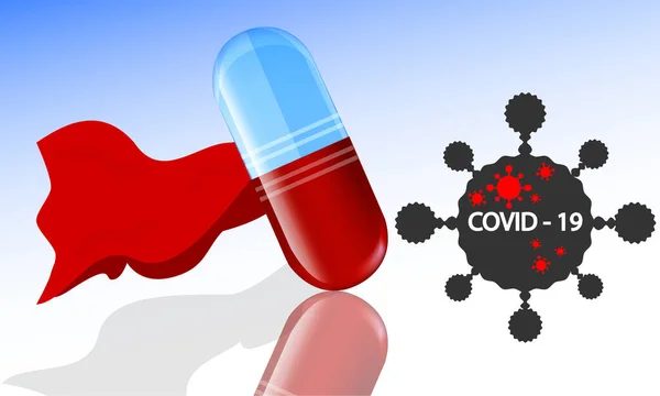 Super Lekarstwo Coronavirus Covid Ilustracja Sztuki Wektorowej — Wektor stockowy