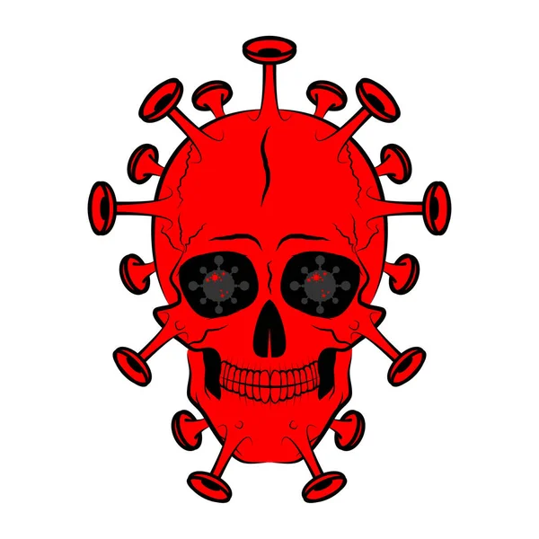 Skull Shape Bacterium Virus Vector Art Illustration — 스톡 벡터