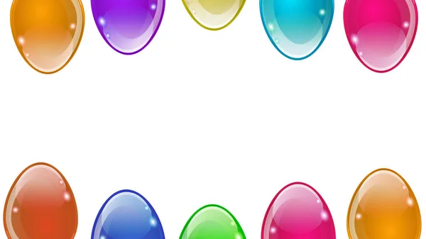 Marco Huevos Pascua Multicolores Ilustración Arte Vectorial — Vector de stock