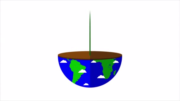 Plant Half Cut Earth Planet Art Video Illustration — Stock Video