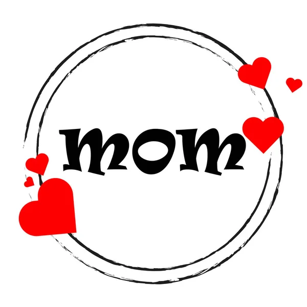 Kreisförmige Aufkleber Mit Herzen Für Den Muttertag Vektor Art Illustration — Stockvektor