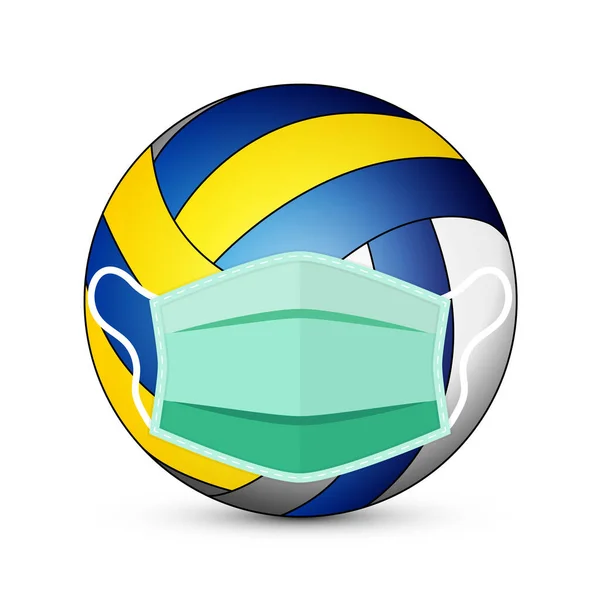 Medical Mask Volleyball Vector Art Illustration — Stock Vector