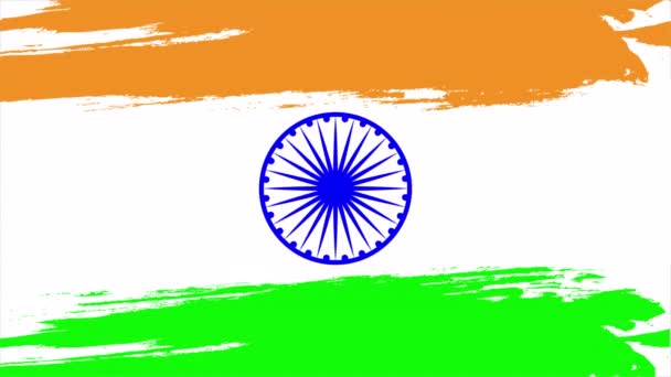 Brushstroke India Flagga Konst Video Illustration — Stockvideo